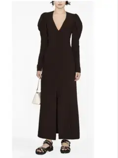 美品✨GANNI チェック柄 パフスリーブ ロングワンピース