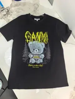 GANNI ベア プリント Tシャツ ブラック