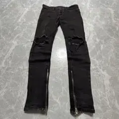 00s【Archive】grunge zip/black denim/Y2K S