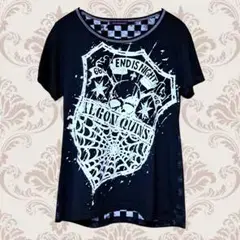 ALGONQUINS スカルプリントカットソー Tシャツ 黒 半袖 V系 Y2K