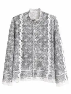 HaaT ISSEY MIYAKE 総柄 刺繍風　長袖シャツ ブラウス
