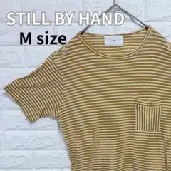 STILL BY HAND 日本製 ボーダーポケットTシャツ 46 マスタード