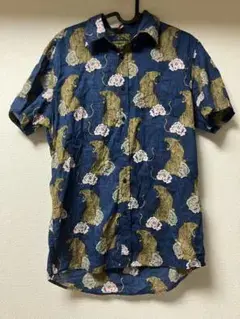 【送料込】291295=HOMME｜ROSE&TIGER　総柄シャツ