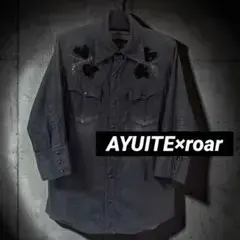 AYUITE×roar シャツ 七分袖 薔薇 ピストル ラインストーン ダメージ