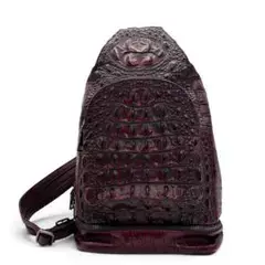 美品　ALZUNI　ボディバッグ　リュック　2way　クロコ型押し　レザー