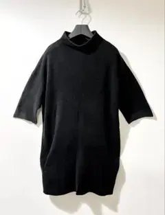 イッセイミヤケ HaaT　ハイネック 半袖 ニット チュニック ブラック