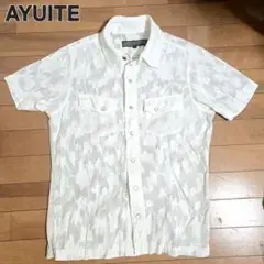 AYUITE アユイテ 半袖シャツ レース柄　植物柄 ホワイト 白 サイズ2