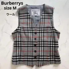 バーバリーズ　ウールベスト　M ノバチェック　グレー　希少　90's