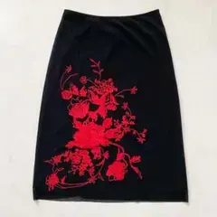 美品　VIVIENNE TAM 花柄 薔薇 刺繍 パワーネット スカート 黒