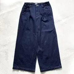 Plantation プランテーション ワイドデニムパンツ ストレッチ M 紺