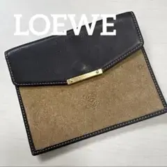 ヴィンテージ LOEWE オールドロエベ 二つ折り財布 スエード×レザー