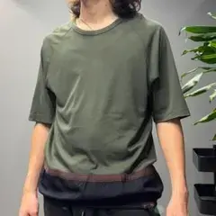 kolor ドッキング Tシャツ カーキ ブラック