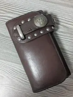 アルズニALZUNI スタッズ 本革長財布 ロングウォレットバイカーズウォレット