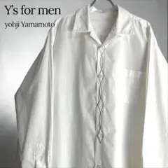 Y's for men 刺繍デザイン 開襟 ロング丈 白シャツ archive