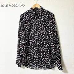 LOVE MOSCHINO 総柄 長袖シャツ ブラック　総柄