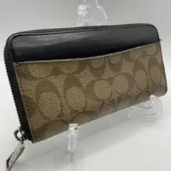 COACH 長財布 ラウンドファスナー シグネチャー ブラック