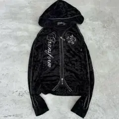 Xfrm Black Velours Rhinestone Hoodie 旧タグ