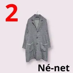Né-net　ネネット　ガーゼコート　アトリエコート　チェック　サイズ2　М