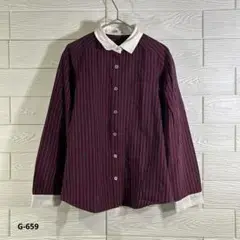 【クレドソル】★CLEF DE SOL★(M)★シャツ★長袖★ストライプ★綿