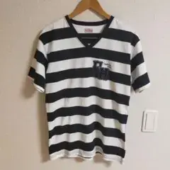 the flat head フラットヘッド Vネック ボーダーTシャツ プリント