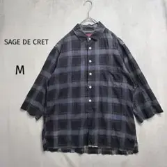 SAGE DE CRÊT プルオーバー 半袖シャツ風 七分袖 透け感 M