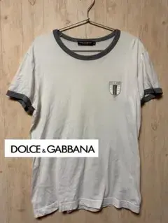 【イタリア製美品】ドルチェ＆ガッバーナ リンガーTシャツ ホワイト×グレー 46