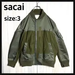 4303【希少サイズ3・美品】サカイ 異素材切替 MA1 フライトジャケット