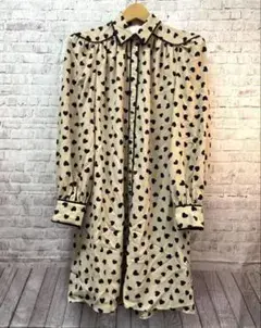 【美品】Kate spade 長袖ワンピース　ハート　ベージュ系　XS