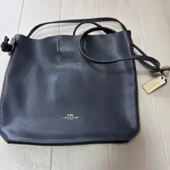 coach ペブルレザー ショルダーバッグ ネイビー