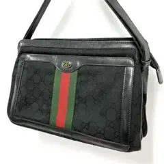 ヴィンテージ☆グッチ☆ショルダーバッグ☆シェリーライン☆GGキャンバス☆ブラック
