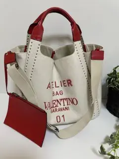 ポーチ付【ヴァレンティノ】アトリエバッグ01 ラージ　トートバッグ　ハンドバッグ