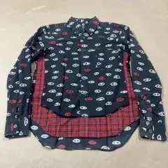 BLACK COMME des GARCONSアイ柄チェック柄切り替え長袖シャツ