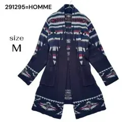 291295=HOMME ネイティブ柄 ロング ニットガウン カーディガン M