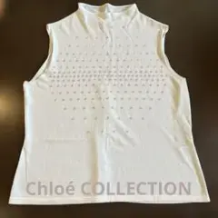 【美品】Chloé クロエ ノースリーブ ニット スパンコール ハイネック 白