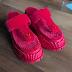 YELLO 厚底サンダル レッド M