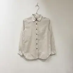 マーガレットハウエル　丸襟長袖シャツ　コットンウール　ベージュ系