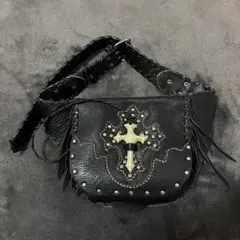 レザークロスベルトボディバッグopium風 vkei studs フリンジお兄系