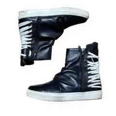 00s leather multi lace high cut sneakers