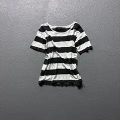 SCHLUSSEL Wide Border Knit T-Shirt