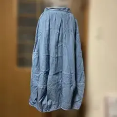 デニムライク ロングスカート バルーンシルエット