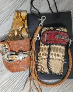 アルズニ ALZUNIダイヤモンドパイソン本革長財布　焼印入りウォレットホルダー
