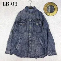 Y2K LB-03 デニムシャツ ケミカルウォッシュ カットワーク アーカイブ
