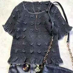 美品 PEPLUM ヨシキヒシヌマ 絞り フリル シャーリング ブラウス 洗える