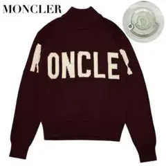 【極美品】MONCLER ニット セーターフロントバッグビッグロゴ ボルドー