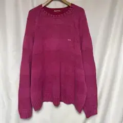 Supreme Small Box Stripe Sweater ピンク XL