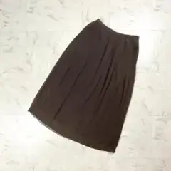 BASILE28 タックロングスカート フレア シースルー 茶 40*GD335