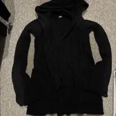 L.G.B ロング　ニット　カーディガン　黒　フード　フレア