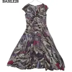 BASILE28 バジーレ ワンピース キャップスリーブ リネン混 ストレッチ