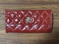 【ROEN／ロエン】長財布 レッド カウレザー エナメルキルティング スカル