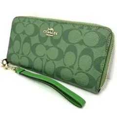 大人気☆COACH☆コーチ☆長財布☆シグネチャー☆ラウンド☆レザー☆グリーン！